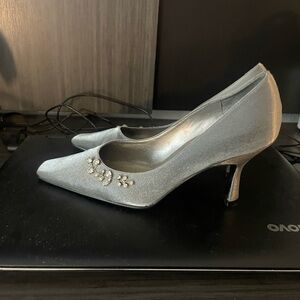 Vintage Lord & Taylor Silver Embellished Heels 8.5